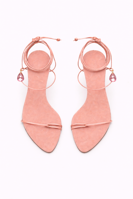 Claire Rosé Lace Up - Rose Quartz Crystal